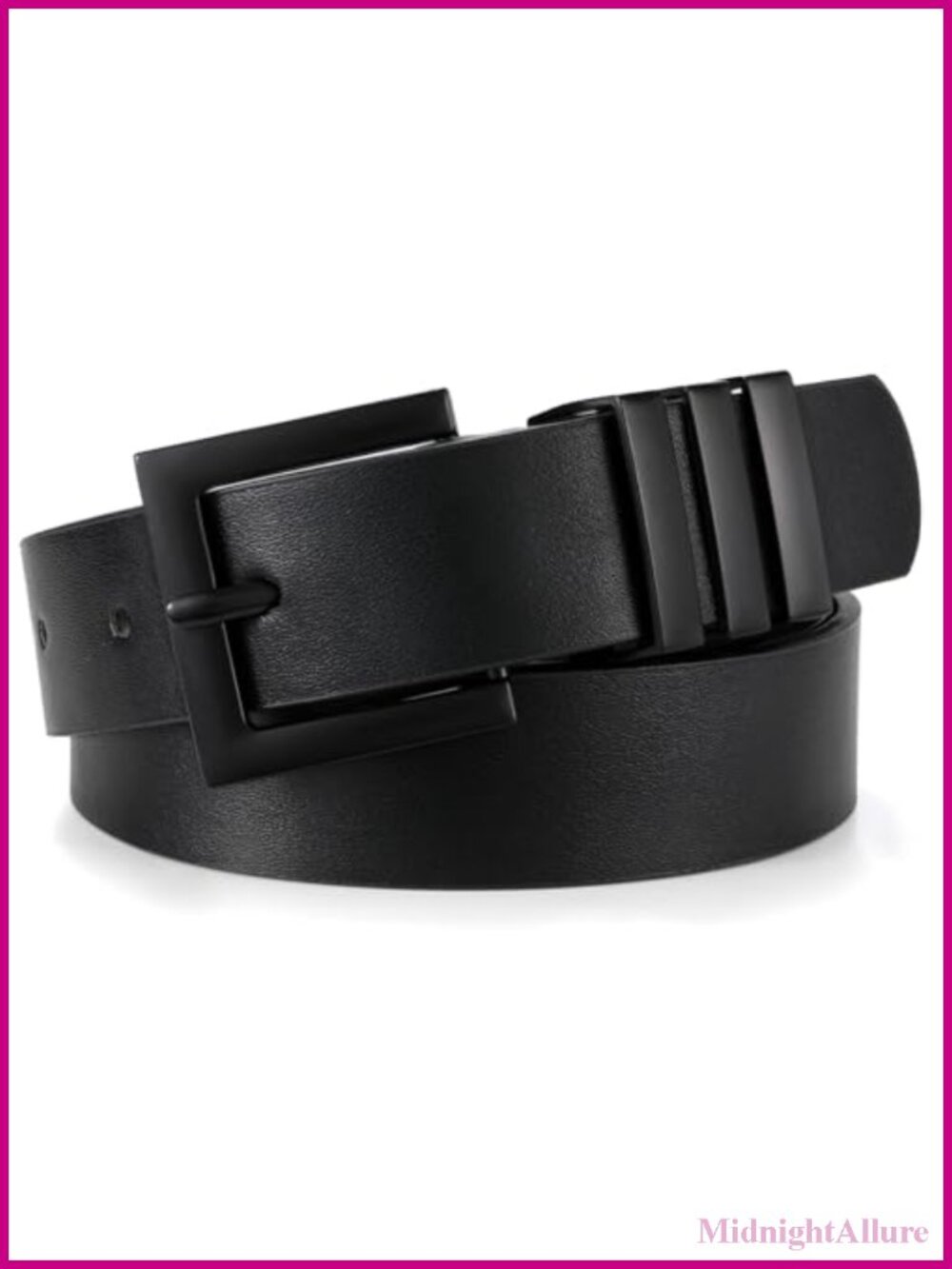 Plus Size PU Leather Belt with Square Gold Buckle for Jeans Pants Dress